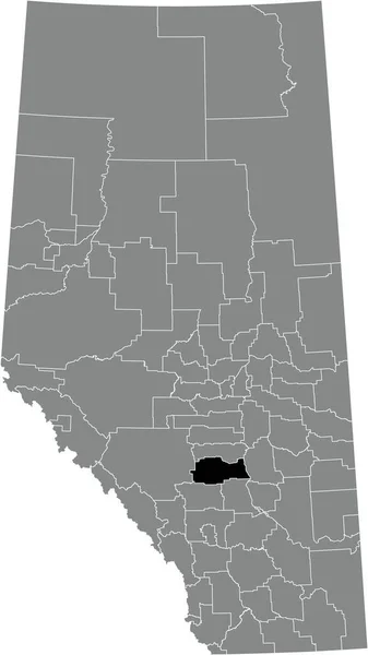 Black Flat Blank Highlighted Location Map Red Deer County Municipal — Stok Vektör