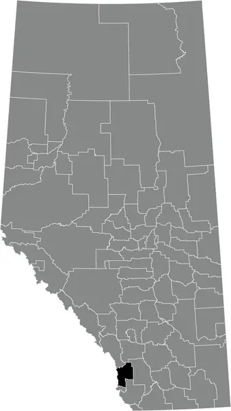 Black Flat Blank Highlighted Location Map Ranchland Municipal District Gray — Stok Vektör