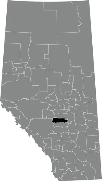 Black Flat Blank Highlighted Location Map Ponoka County Municipal District — Stok Vektör