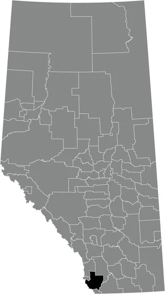 Black Flat Blank Highlighted Location Map Pincher Creek Municipal District — Vettoriale Stock