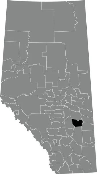Black Flat Blank Highlighted Location Map County Paintearth Municipal District — Vetor de Stock