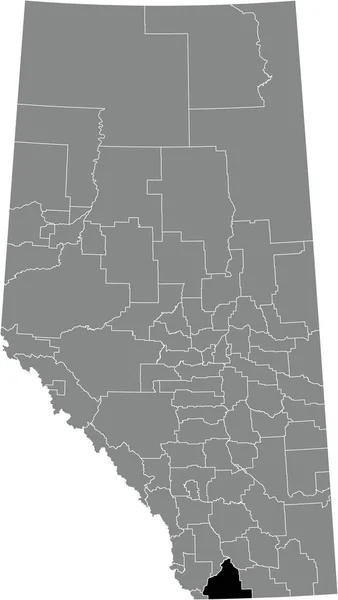Black Flat Blank Highlighted Location Map Cardston County Municipal District — Wektor stockowy