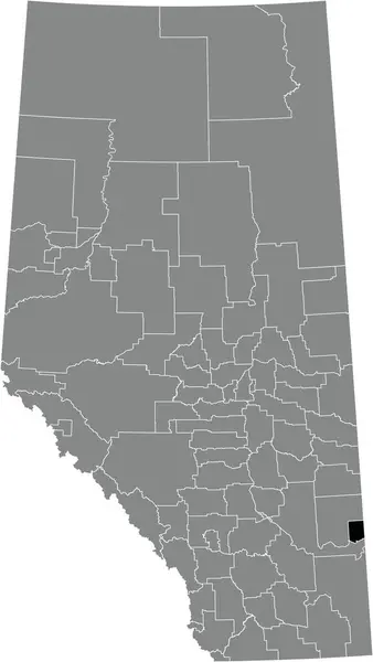 Black Flat Blank Highlighted Location Map Acadia Municipal District Gray — Vetor de Stock