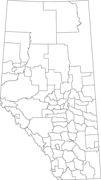Mapa Administrativo Plano Blanco Vectorial Provincia Canadiense Alberta Canadá Con — Vector de stock