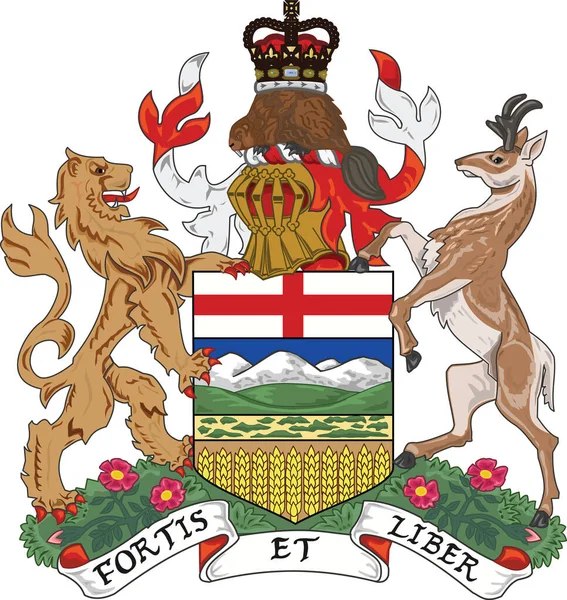 Official Current Vector Coat Arms Canadian Province Alberta Canada — стоковый вектор