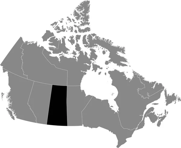 Black Flat Blank Highlighted Locator Administrative Map Canadian Province Saskatchewan — Stockvektor