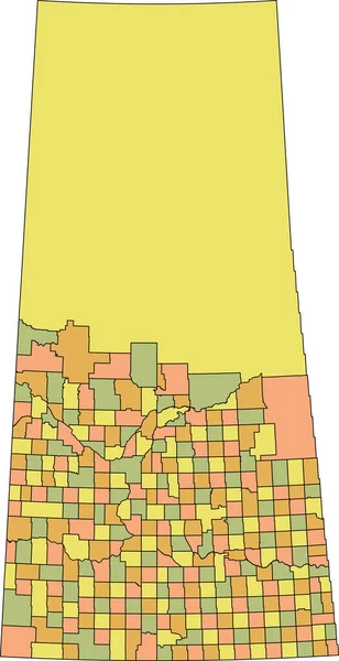 Pastel Flat Vector Administrative Map Canadian Province Saskatchewan Canada Black — Stok Vektör