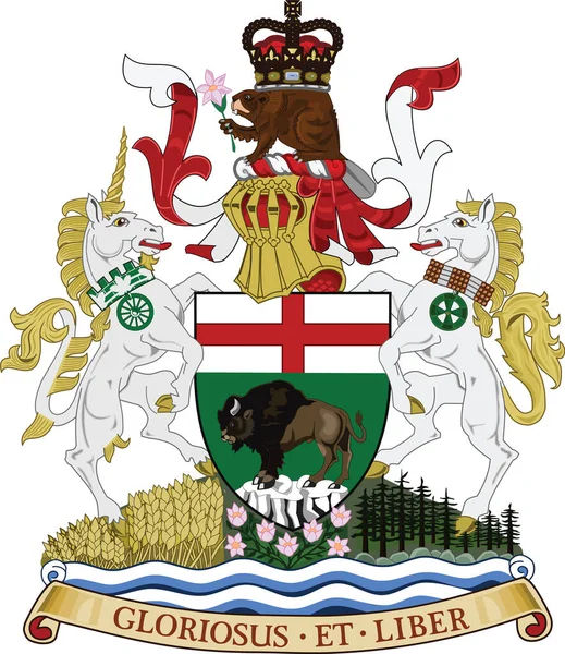 Official Current Vector Coat Arms Canadian Province Manitoba Canada — 图库矢量图片