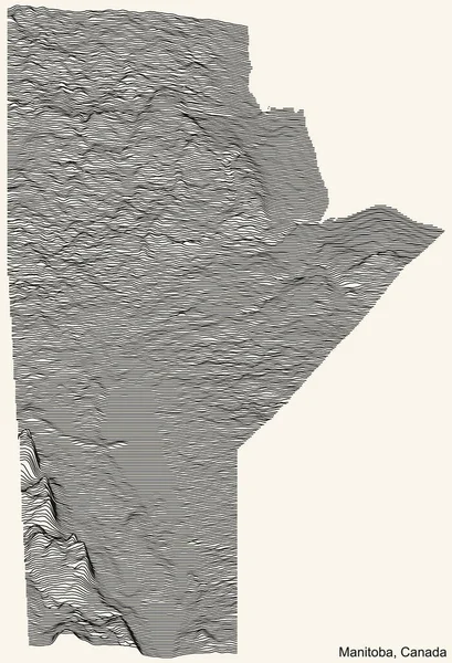 Topographic Relief Map Canadian Province Manitoba Canada Black Contour Lines —  Vetores de Stock