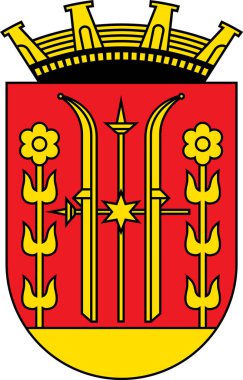 Official coat of arms vector illustration of the Norwegian regional capital city of SKIEN, NORWAY