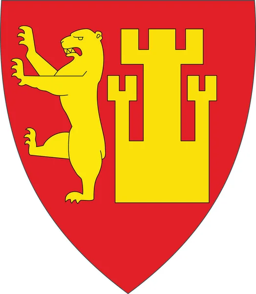 Official Coat Arms Vector Illustration Norwegian Regional Capital City Fredrikstad — Stok Vektör