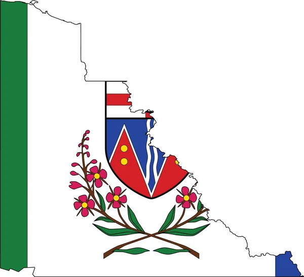 Flat Vector Administrative Flag Map Canadian Territory Yukon Canada — стоковый вектор