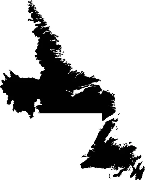 Black Flat Blank Vector Administrative Map Canadian Territory Newfoundland Labrador — 스톡 벡터