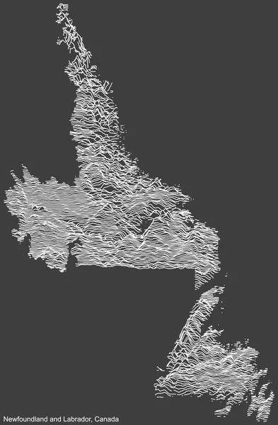 Topographic Negative Relief Map Canadian Territory Newfoundland Labrador Canada White — стоковий вектор