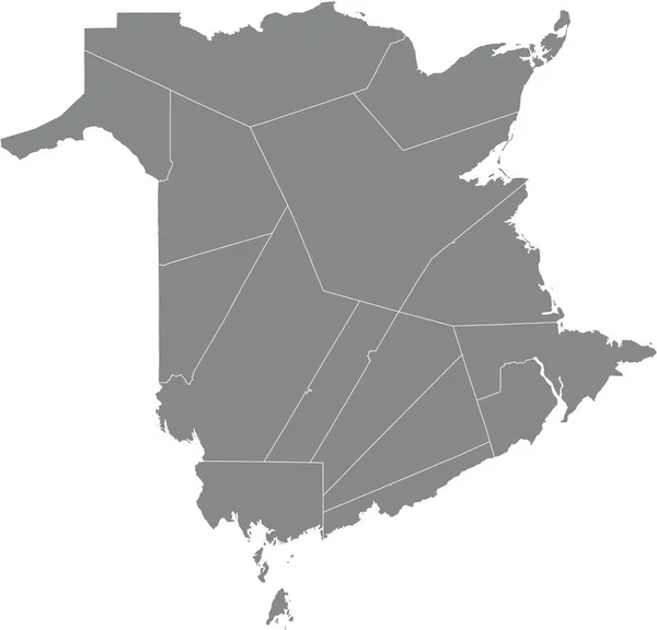 Carte Administrative Vectorielle Blanc Plat Gris Des Comtés Territoire Canadien — Image vectorielle