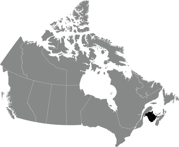 Black Flat Blank Evidenziato Localizzatore Mappa Amministrativa Del Territorio Canadese — Vettoriale Stock