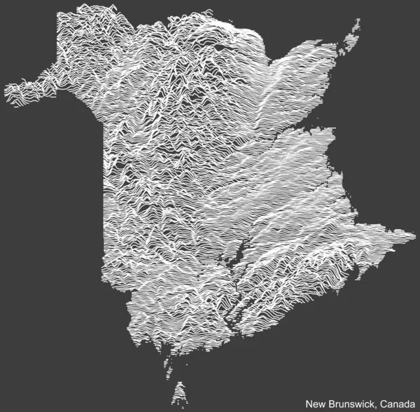 加拿大新Brunswick Canada地区地形负浮雕图 白线为深灰色背景 — 图库矢量图片