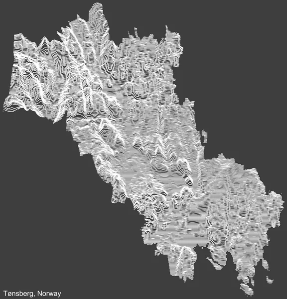 Topográfico Mapa Relevo Negativo Cidade Tnsberg Noruega Com Linhas Contorno — Vetor de Stock