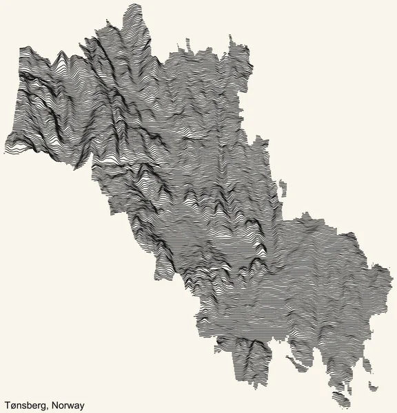 Topografische Reliefkarte Der Stadt Tnsberg Norwege Mit Schwarzen Höhenlinien Auf — Stockvektor