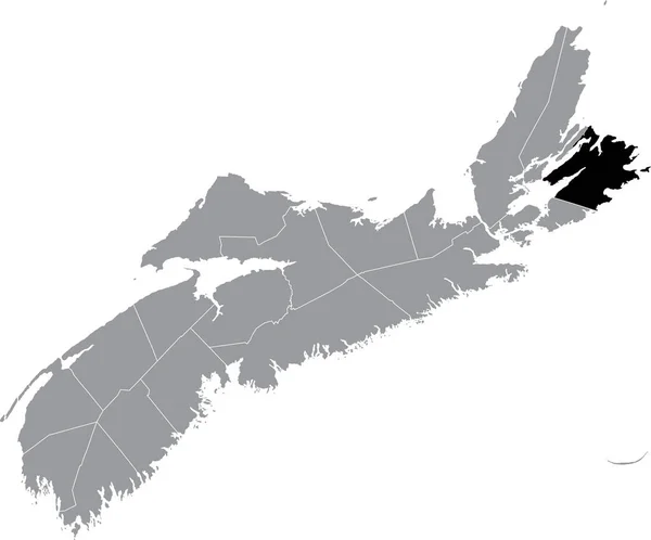 Black Flat Blank Podkreślił Mapę Lokalizacji Cape Breton County Wewnątrz — Wektor stockowy