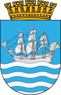 Norveç 'in bölgesel başkenti ARENDAL, NORway' in resmi arma arması.