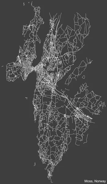 Detailed Negative Navigation White Lines Urban Street Roads Map Norwegian — Stock Vector