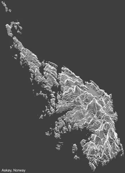 Topografische Negatieve Reliëfkaart Van Stad Asky Noorwegen Met Witte Contourlijnen — Stockvector