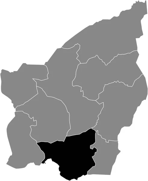 San Marino市灰色行政地图内Fiorentino Municipality的黑色平面醒目空白位置图 — 图库矢量图片