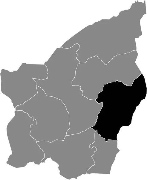 サンマリノの自治体の灰色の行政地図の中のファエターノ自治体の黒いフラットブランクハイライトされた場所マップ — ストックベクタ