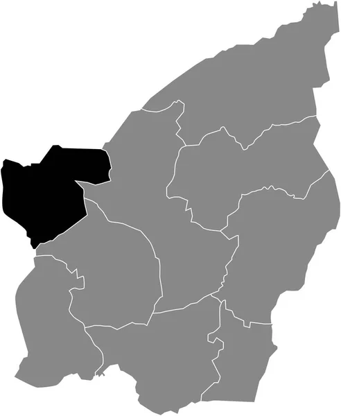 San Marino市灰色行政地图内Acquaviva Municipality黑色平面突出显示空白位置图 — 图库矢量图片