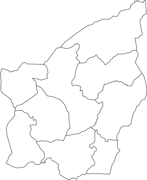 White Flat Blank Vector Administrative Map Municipalities San Marino Black — Stock Vector