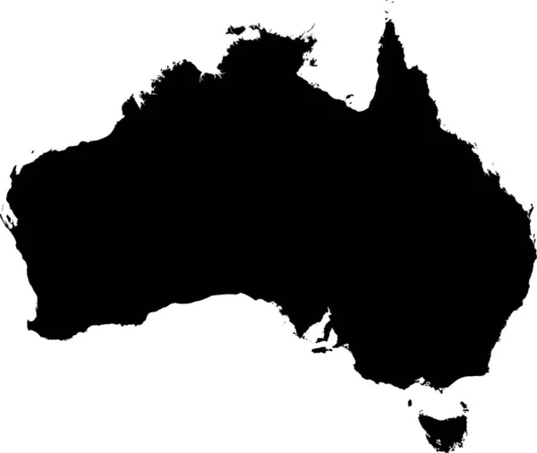 Mappa Amministrativa Australia Semplice Vettore Nero Piatto Bianco — Vettoriale Stock