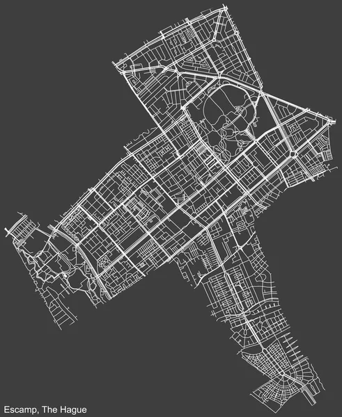 Részletes Negatív Navigáció Holland Főváros Hága Hollandia Escamp District Várostérképének — Stock Vector