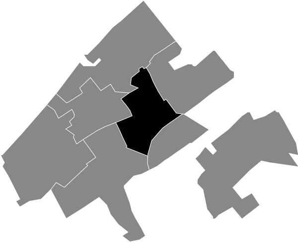 네덜란드 헤이그의 구역들의 회색빛 내부에 Centrum District 지도검은 — 스톡 벡터