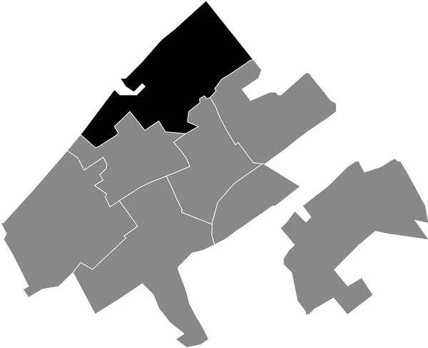 Black Flat Blank Mappa Dettagliata Della Scheveningen District All Interno — Vettoriale Stock