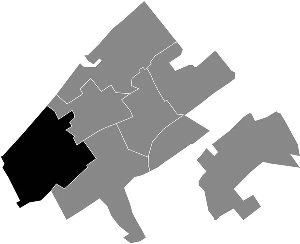 Plano Negro Blanco Resaltado Mapa Ubicación Del Distrito Loosduinen Dentro — Archivo Imágenes Vectoriales