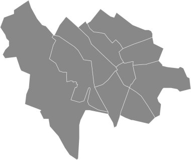 UTRECHT 'in gri düz boş vektör idari haritası, kamaralarının siyah sınır çizgilerine sahip NETHERLANDS