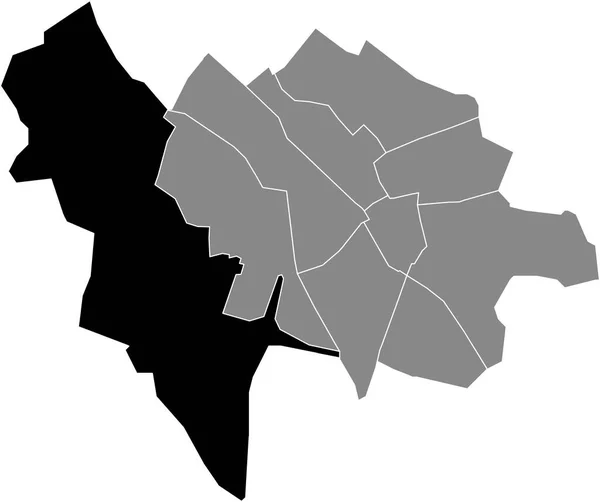 Preto Plano Branco Destaque Mapa Localização Vleuten Meern Quarter Dentro — Vetor de Stock