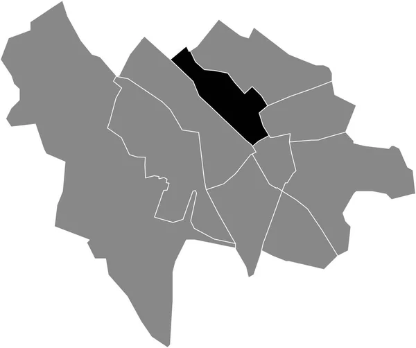 オランダのユトレヒトの灰色の行政地図の中にあるNodwest Quarterの黒いフラットブランクのハイライトされた場所マップ — ストックベクタ