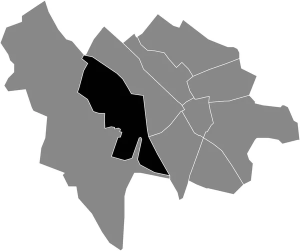 Black Flat Blank Mappa Dettagliata Della Posizione Del Leidsche Rijn — Vettoriale Stock