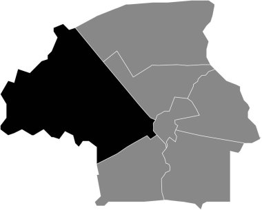 Hollanda, Eindhoven 'ın gri idari haritasında STRIJP DISTRICT' in siyah düz çizilmiş konum haritası