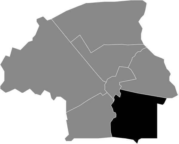 オランダ アイントホーフェンの灰色の行政地図の中のストラタム地区の黒いフラットブランクハイライトされた場所マップ — ストックベクタ