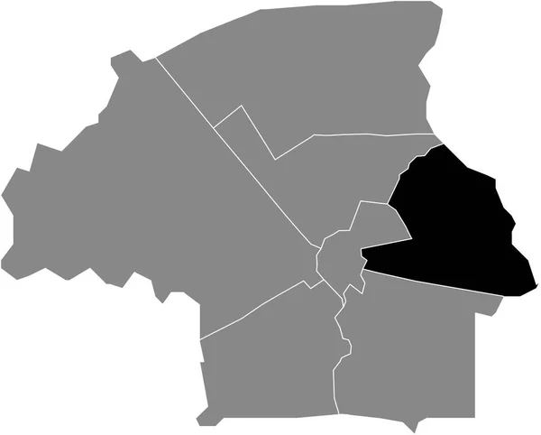 Preto Plano Branco Destaque Mapa Localização Distrito Tongelre Dentro Mapa — Vetor de Stock