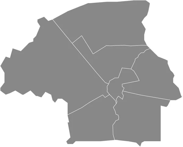 Cinza Plano Vetorial Branco Mapa Administrativo Eindhoven Países Baixos Com — Vetor de Stock