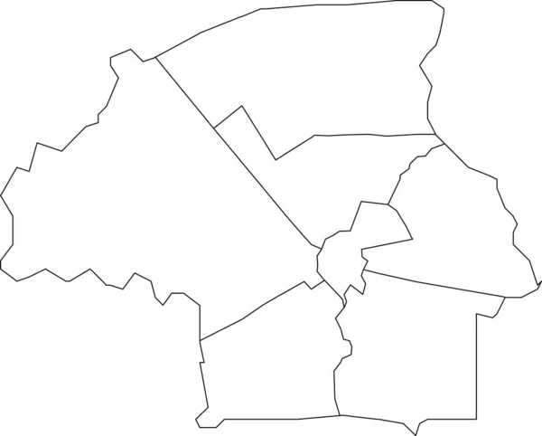 Eindhovenの白いフラットブランクベクトル管理マップ その地区の黒い境界線とオランダ — ストックベクタ