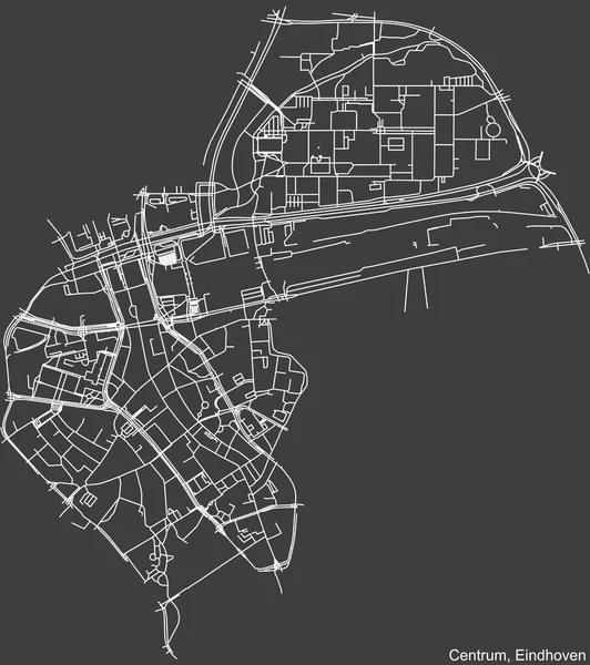 Navegação Negativa Detalhada Linhas Brancas Ruas Urbanas Mapa Centrum District — Vetor de Stock
