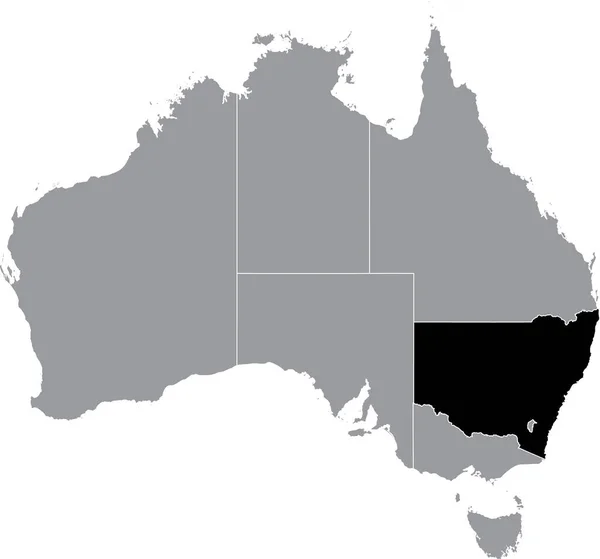 Черный Плоский Бланк Выделил Локатор Административной Карты Австралийского Штата Новая — стоковый вектор