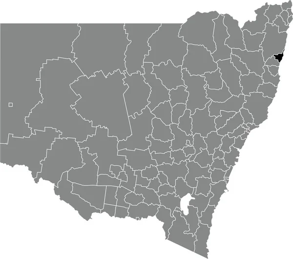 평지에는 Coffs Harbour Local Government Area 지도가 오스트레일리아 뉴사우스웨일스 지역의 — 스톡 벡터