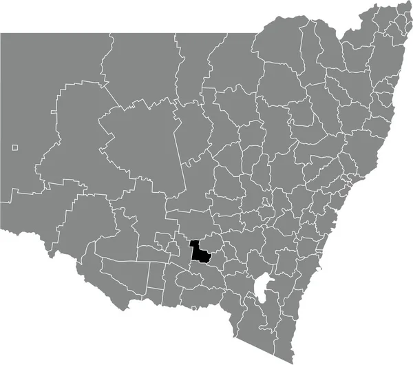 Черный Плоский Бланк Выделил Карту Расположения Coolamon Shire Local Gocal — стоковый вектор