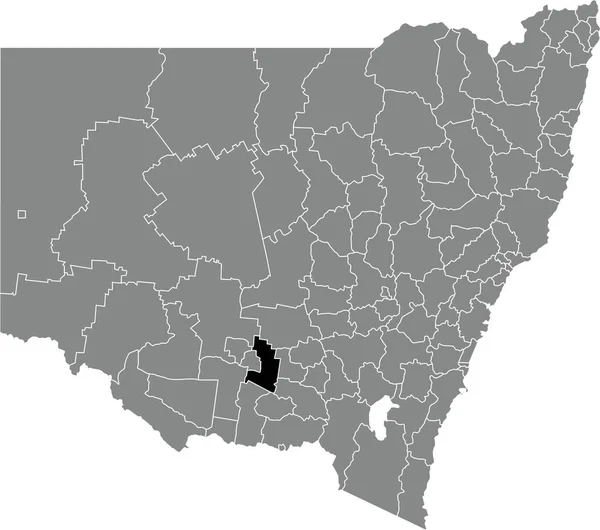 Black Flat Blank Highlighted Location Map Narrandera Shire Area Gray — Stock Vector
